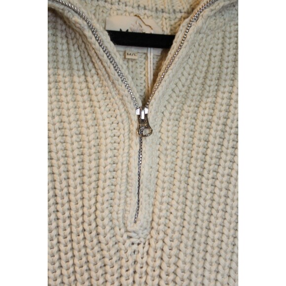 MATE The Label Alpaca Cotton 1/4 Zip Sweater NWT M/L Ethical Undyed NATURAL $268 - Picture 5 of 5